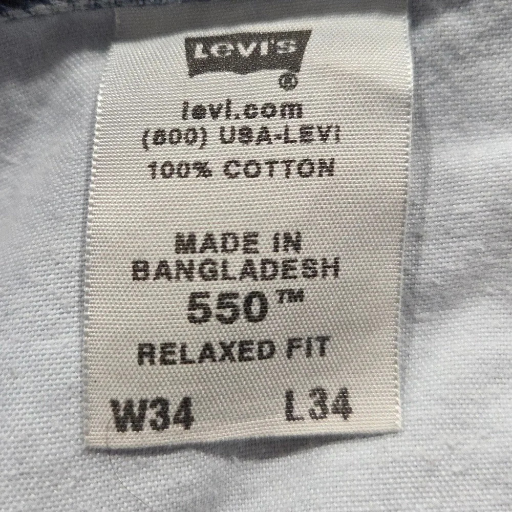 Levis 550 Jeans Mens‎ 34x34 Blue Medium Wash Relaxed Fit Tapered Denim 2007 Y2K